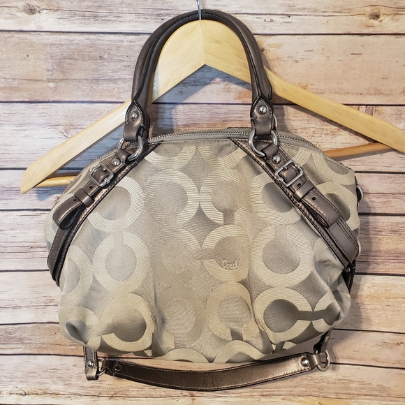 COACH Madison Sophia Dotted OP Art Silver Satchel - Picture 6 of 11